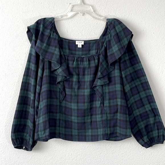 J.CREW Women's Blackwatch Plaid Flannel Top Size M - Picture 1 of 8